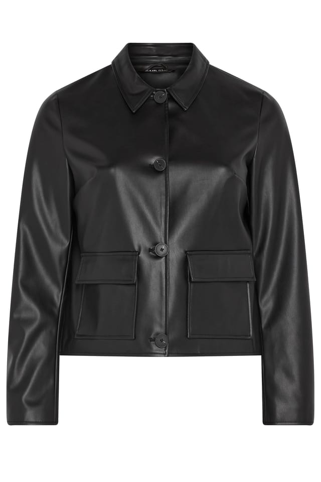 Yours Yours Women's Leather Button Jacket in Black - 2