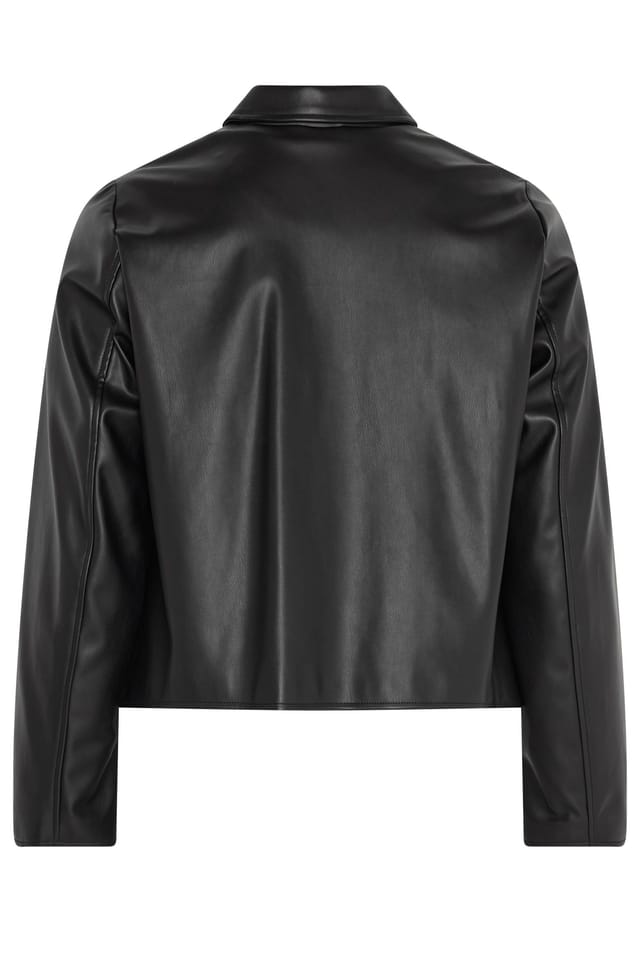 Yours Yours Women's Leather Button Jacket in Black - 3