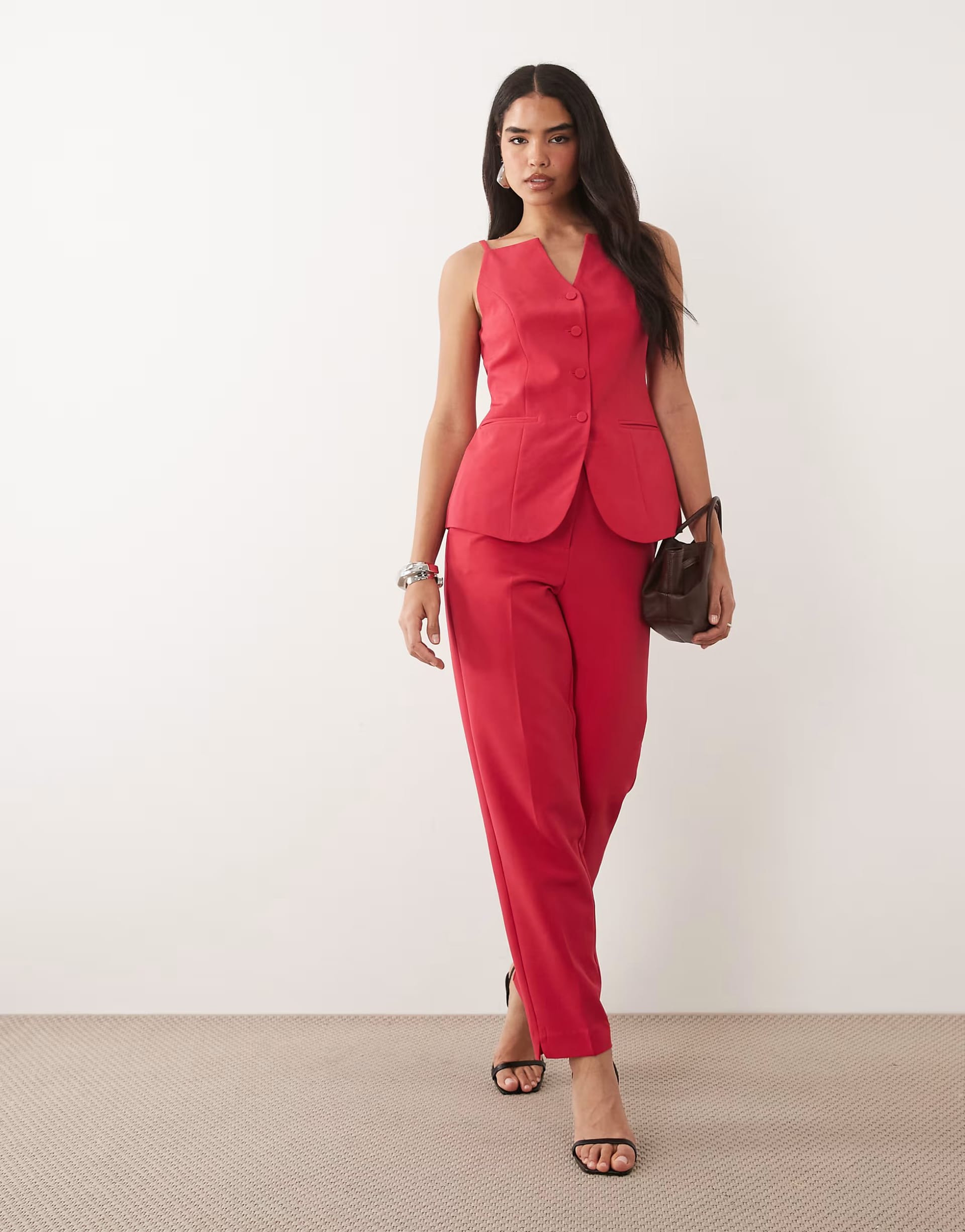 ASOS Bright Pink Tailored High Waist Trousers Co-ord