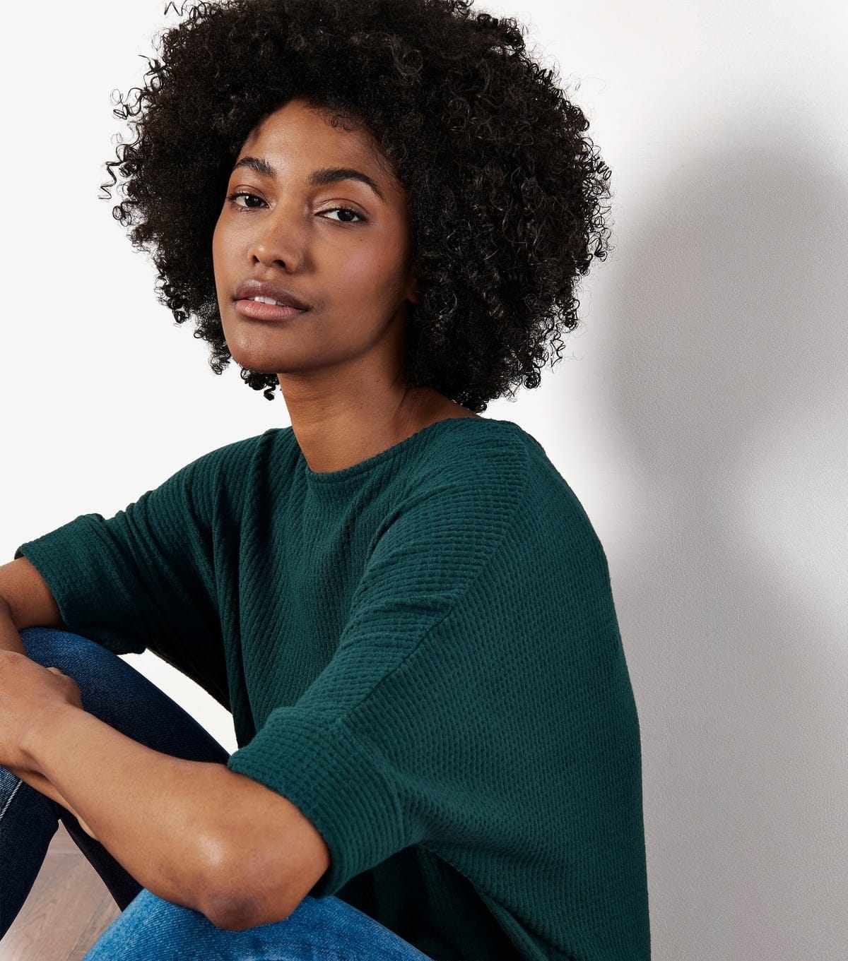 Apricot Women's Dark Green Brushed Waffle Knit Batwing Top Apricot New Look - 4