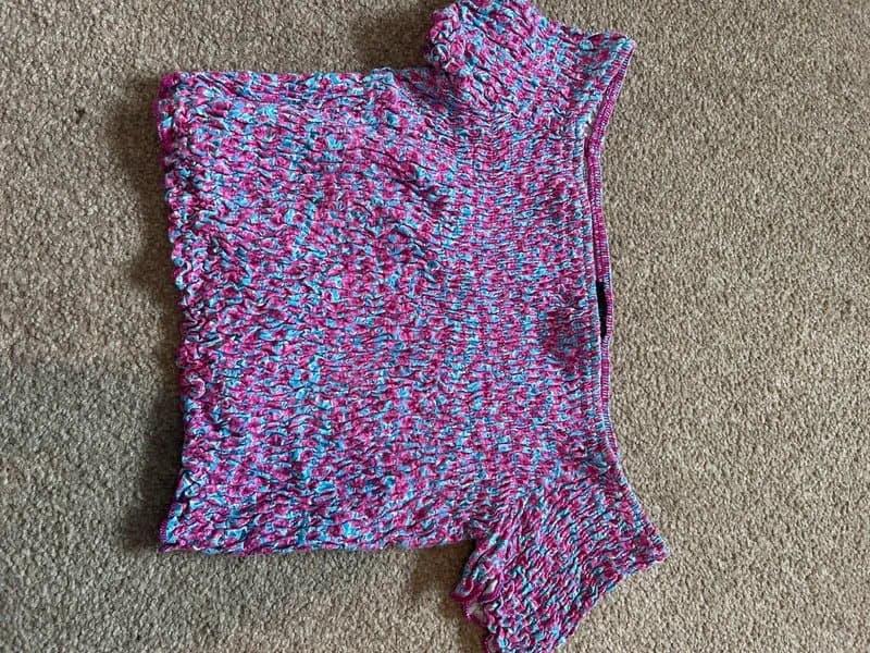 Topshop Pink and blue floral ruched top