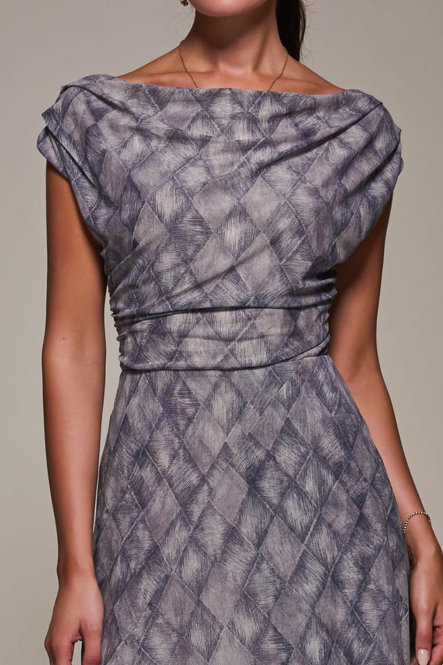 Jolie Moi Jolie Moi Women's Lace Asymmetrical Draped Midaxi Dress in Purple - 3