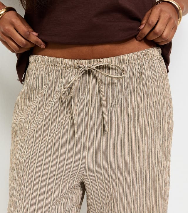 New Look Women's Brown Textured Stripe Wide Leg Trousers New Look - 3