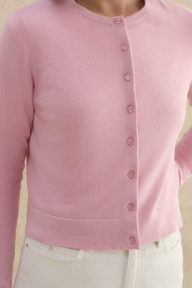 Hobbs London Hobbs London Women's Michelle Knit Cardigan in Baby Pink - 3