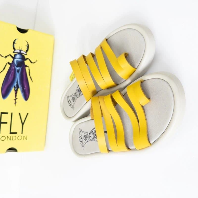 Fly London FLY London Slip On Sandals UK 3 NEW Yellow Leather Strappy