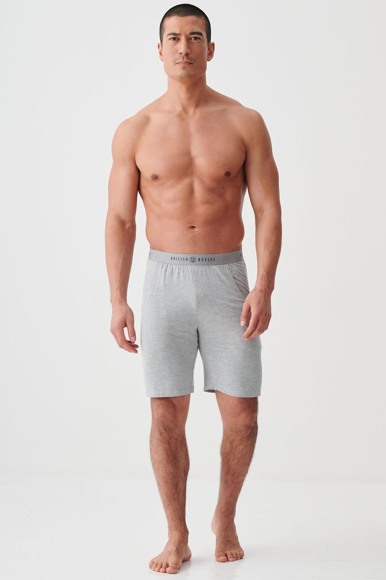 British Boxers British Boxers Men's "Grey Marl" Bamboo Sleep Shorts in Light Grey