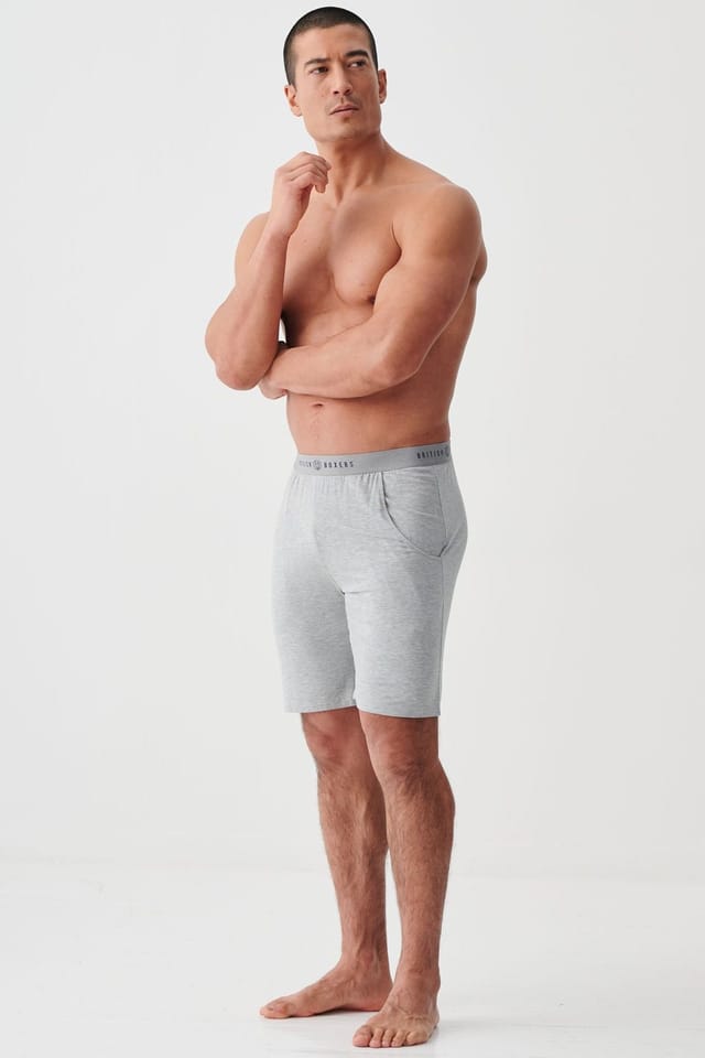 British Boxers British Boxers Men's "Grey Marl" Bamboo Sleep Shorts in Light Grey - 2