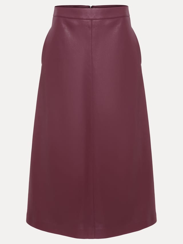 Phase Eight Phase Eight Women's Antoinette PU Midi Skirt in Wine - 2
