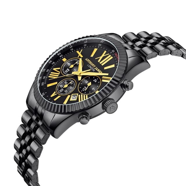 Anthony James Anthony James Men's Hand Assembled Chrono Sports Watch in Black - 3