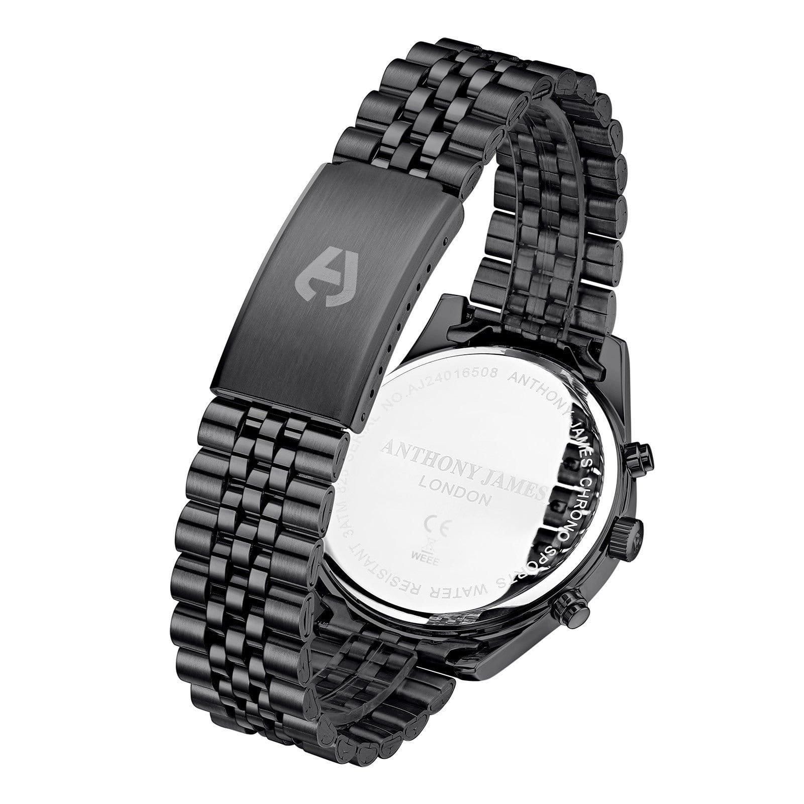 Anthony James Anthony James Men's Hand Assembled Chrono Sports Watch in Black - 4