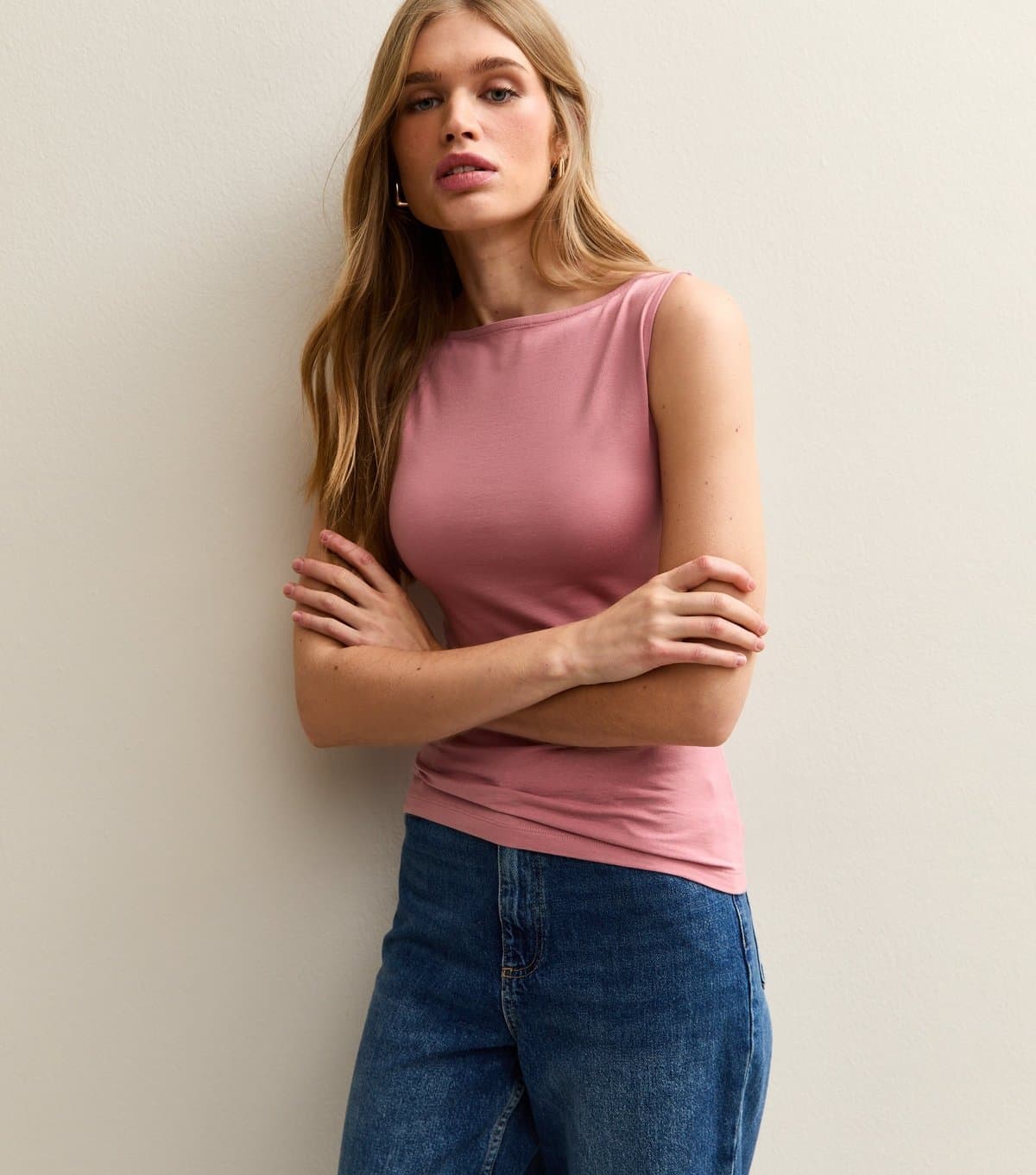 New Look Women's Mid Pink Slash Neck Vest Top New Look