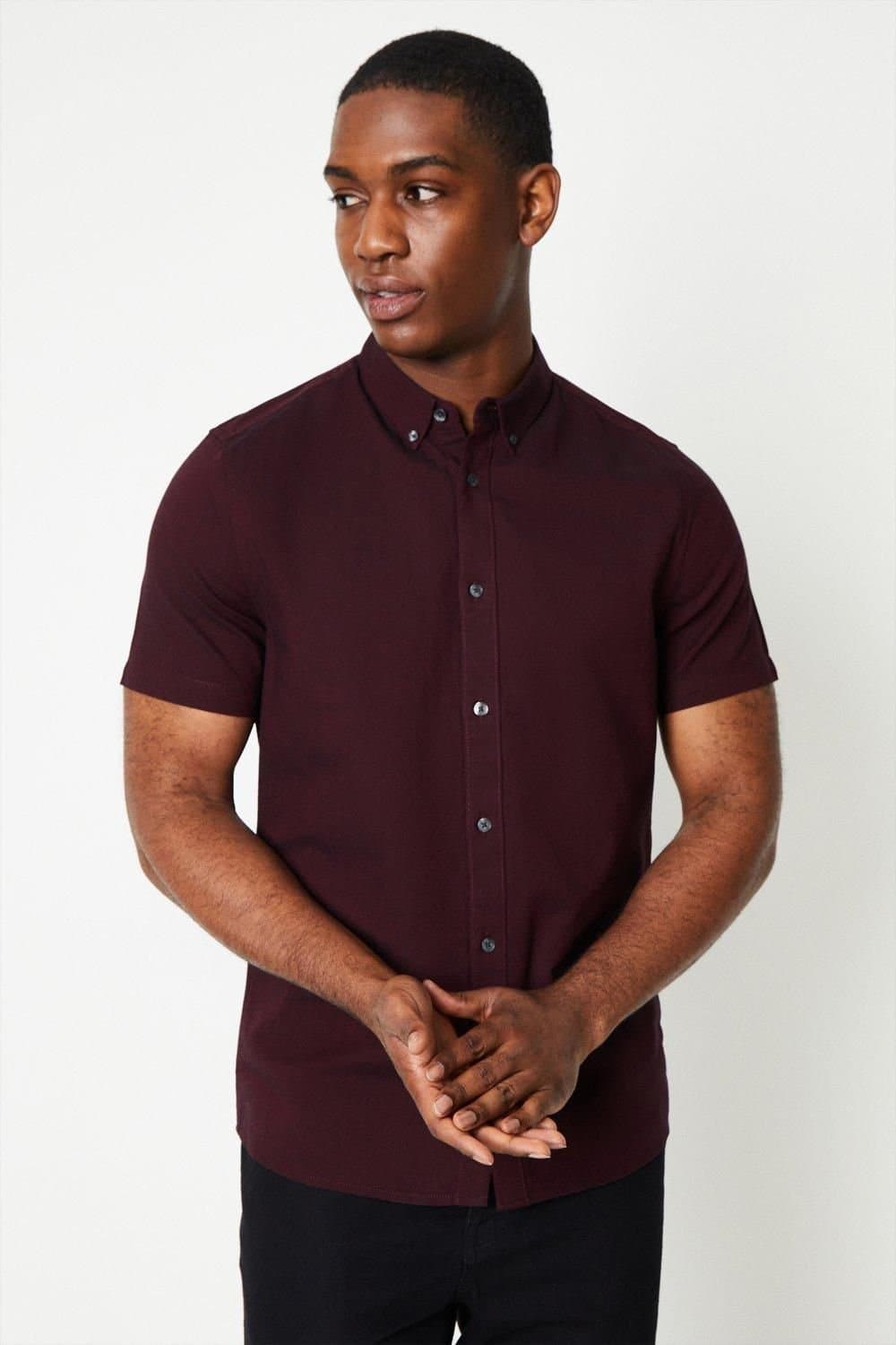 Burton Burton Men's Burgundy Short Sleeve Oxford Shirt