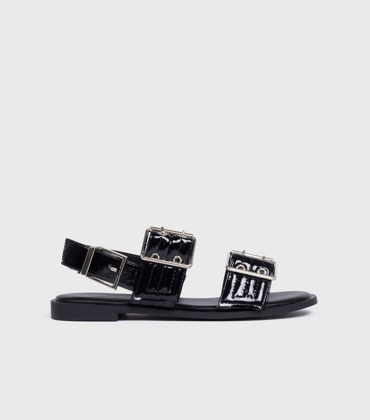 London Rebel Women's Black Faux Patent Leather Buckled Sandals London Rebel New Look - 1