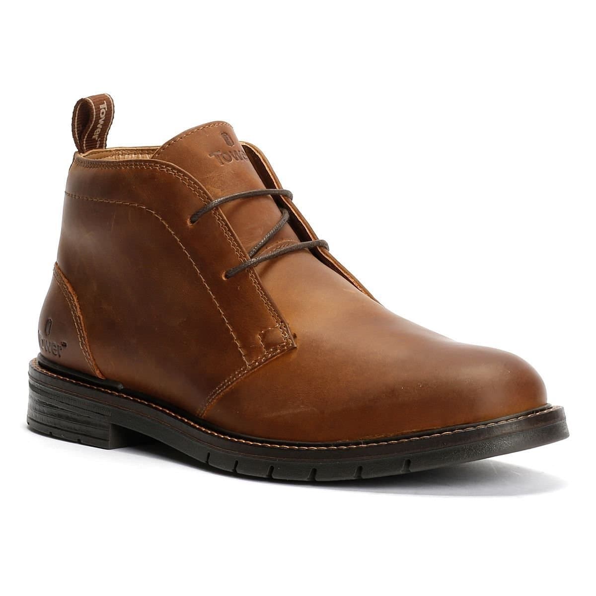 TOWER LONDON TOWER LONDON Men's Mens Armour Leather Chukka Boots in Brown
