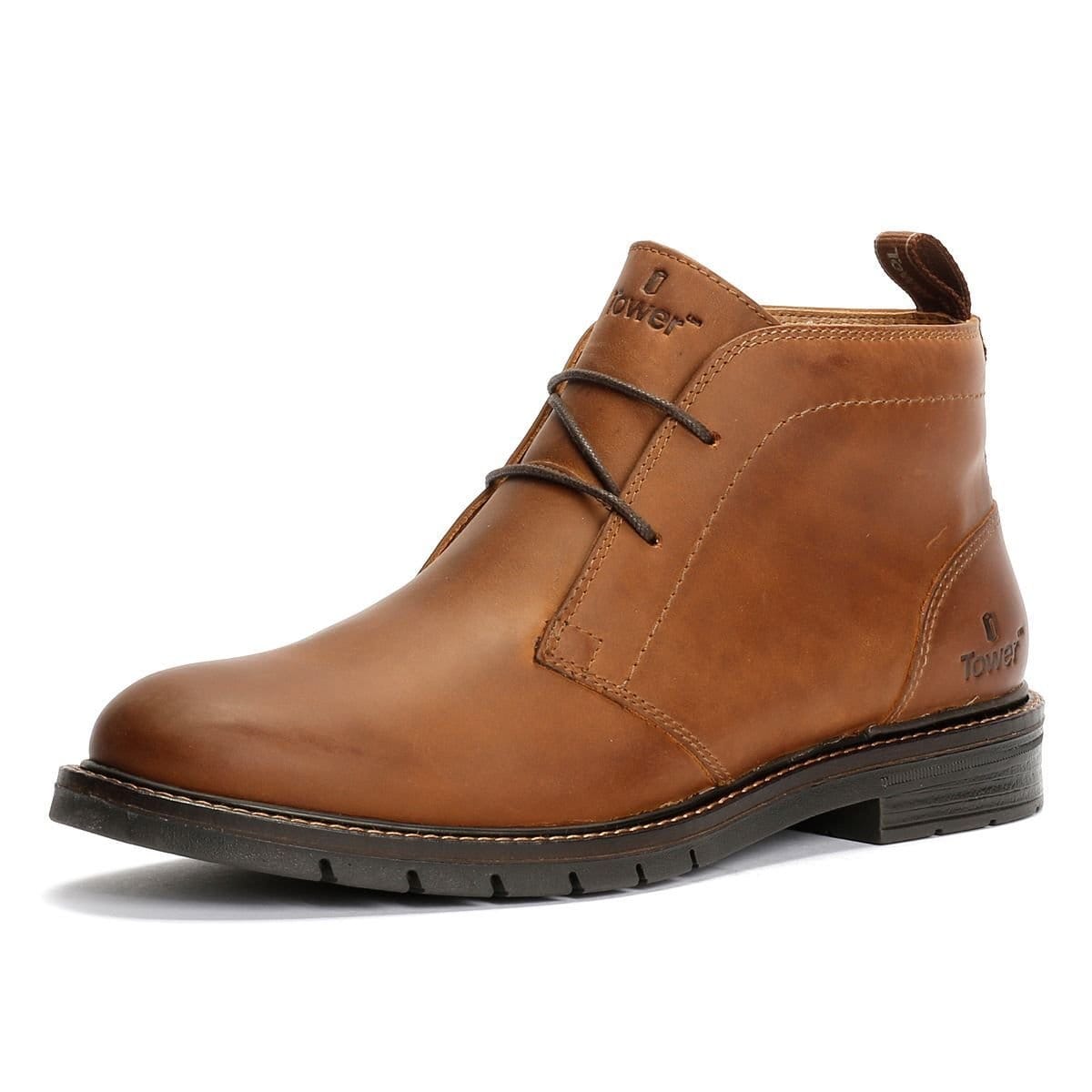 TOWER LONDON TOWER LONDON Men's Mens Armour Leather Chukka Boots in Brown - 4