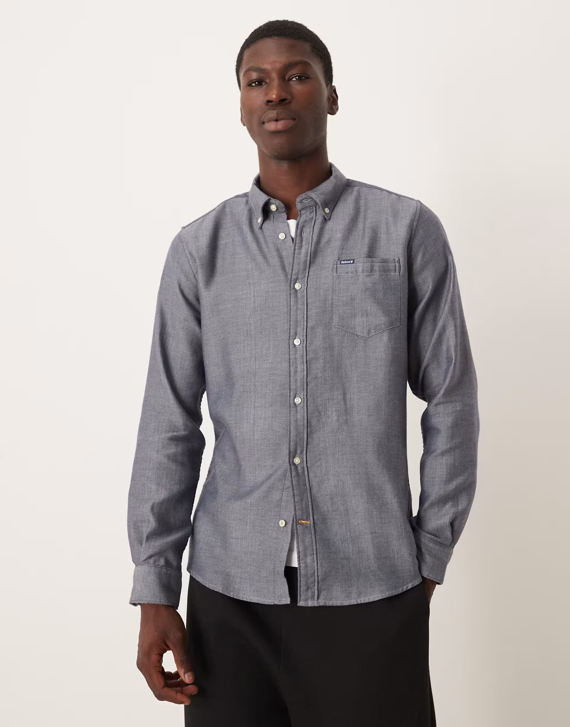 ASOS Dark Navy Herringbone Tailored Shirt