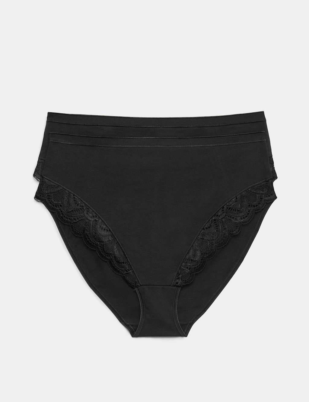 Marks & Spencer M&S 2 Pack Amelia Lace Cotton Rich Shaping Knickers Black