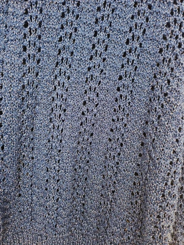 Vintage Dressing Vintage 80s Hand Knitted Blue Jumper Silver Thread Oversized UK 14