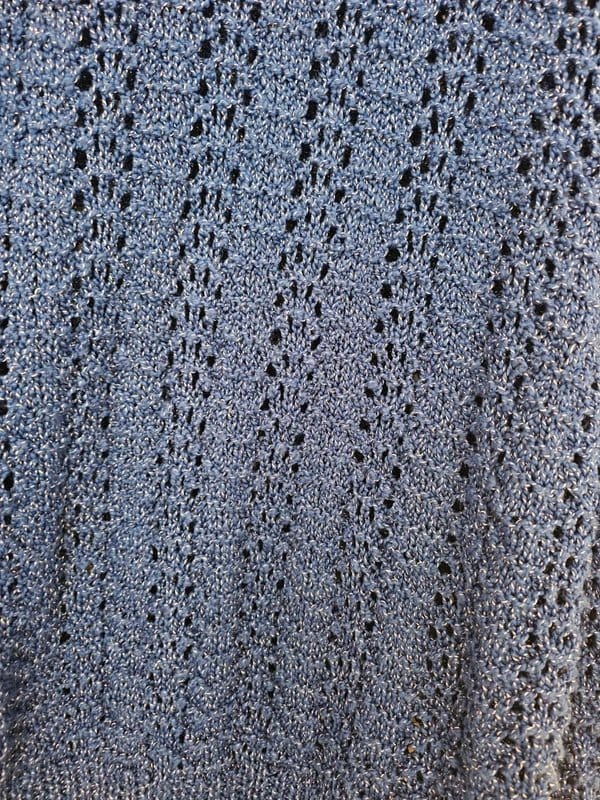 Vintage Dressing Blue Hand Knitted Jumper Silver Thread