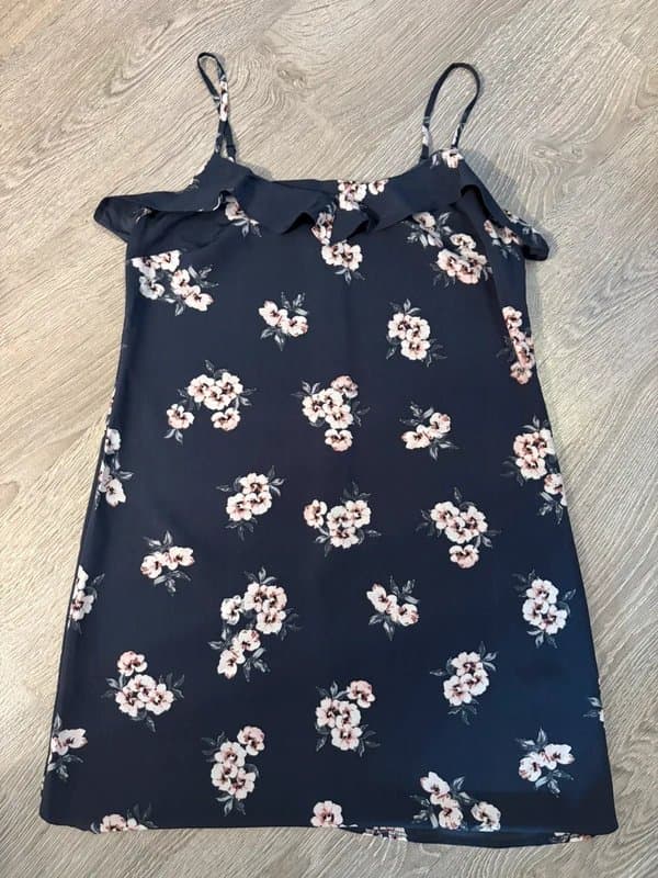 New Look New Look Navy Floral Frill Cami Dress Size 12