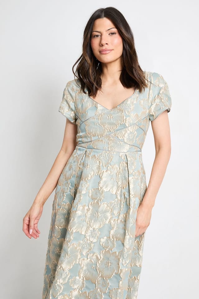 Wallis Wallis Women's Jacquard Seam Detail Midi Dress in Sage - 2