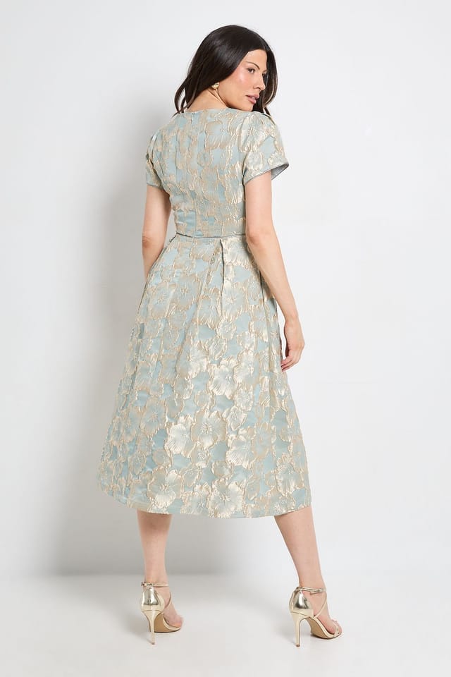 Wallis Wallis Women's Jacquard Seam Detail Midi Dress in Sage - 3