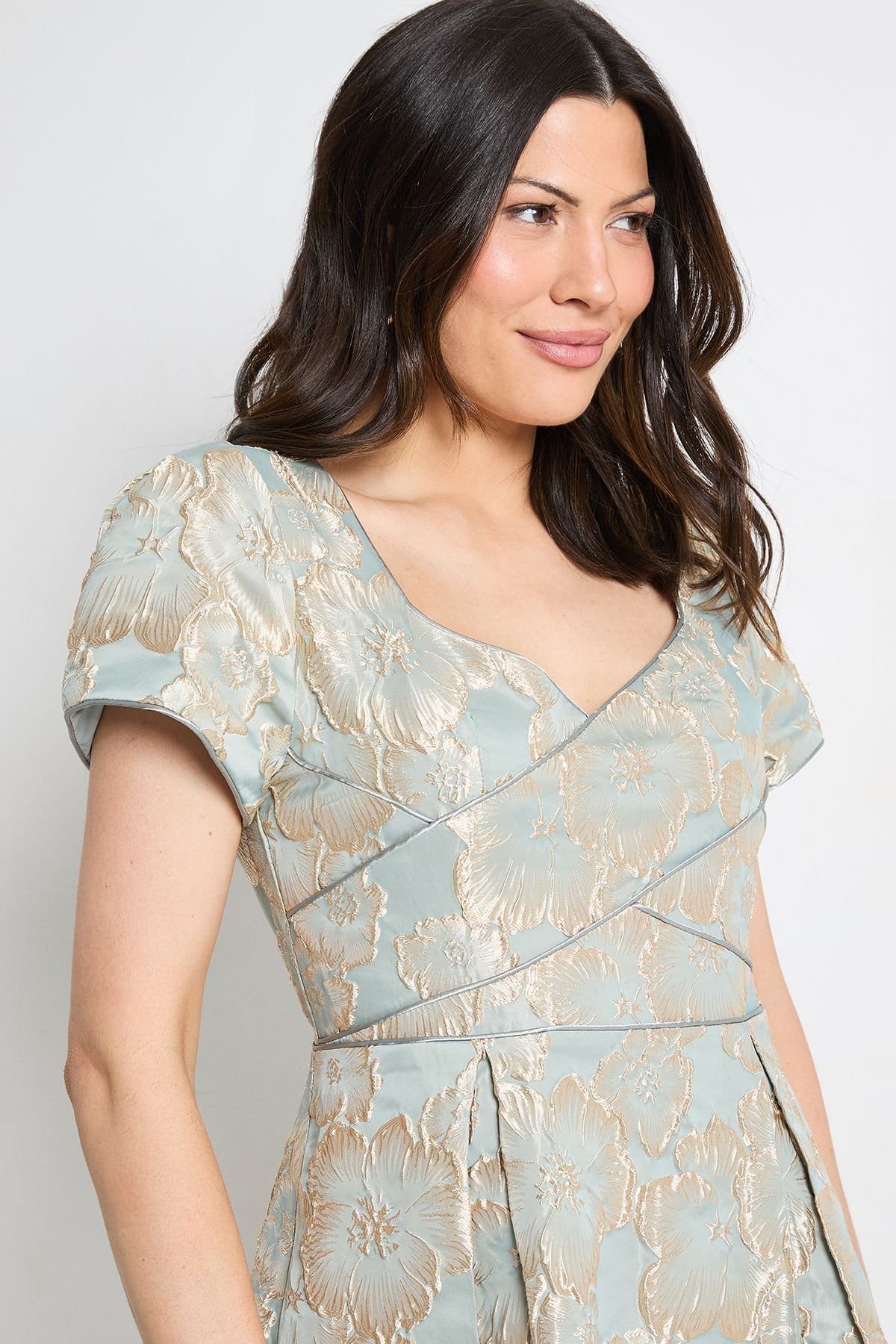 Wallis Wallis Women's Jacquard Seam Detail Midi Dress in Sage - 4