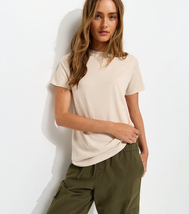 New Look Women's Stone Cotton Crew Neck T-Shirt New Look - 2