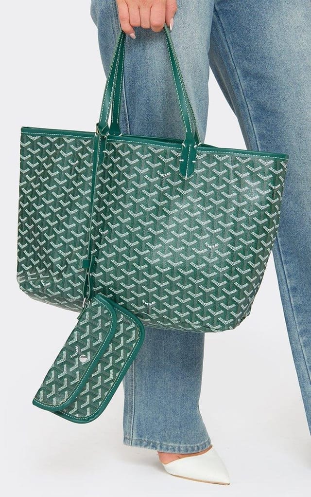 EGO Techno Printed Detail Oversized Shopper Bag In Green Faux Leather, Women's Size UK 0 - 2