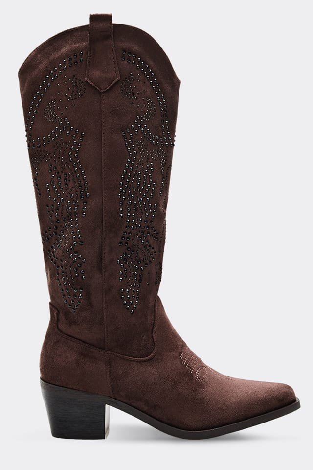 EGO EGO Women's Knee High Faux Suede Block Heel Boots in Brown - 3