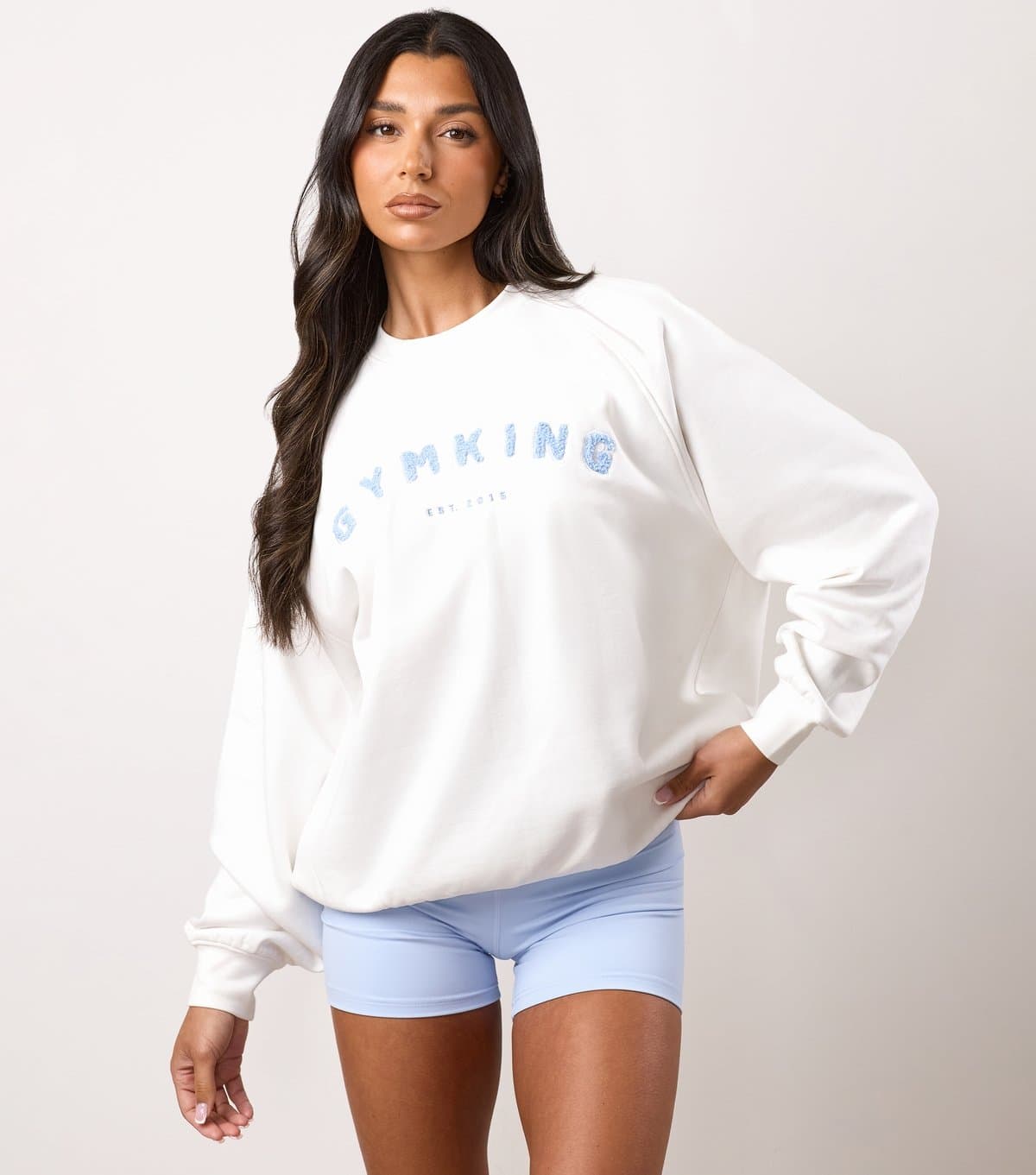 Gym King Women's White Shadow Contrast Logo Oversized Sweatshirt Gym King New Look
