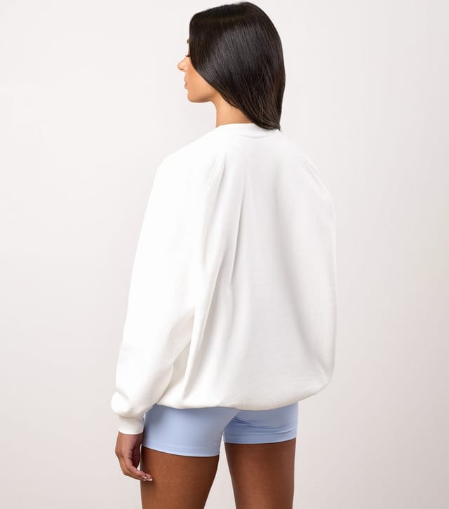 Gym King Women's White Shadow Contrast Logo Oversized Sweatshirt Gym King New Look - 3