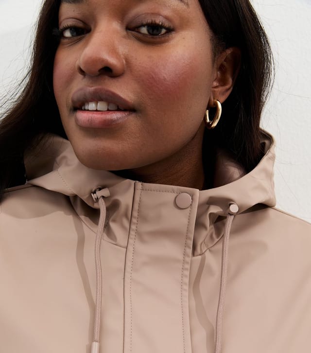 New Look Women's Plus Size Mink Water Resistant Drawstring Hood Rain Anorak Curves New Look - 2