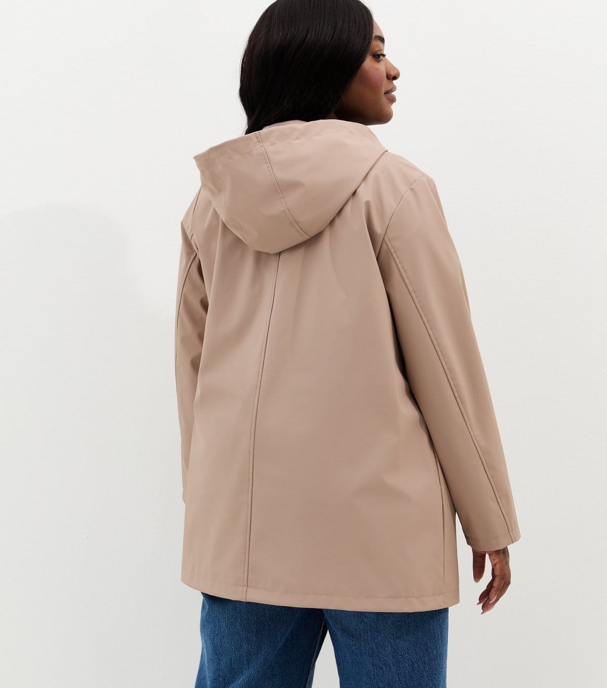 New Look Women's Plus Size Mink Water Resistant Drawstring Hood Rain Anorak Curves New Look - 4
