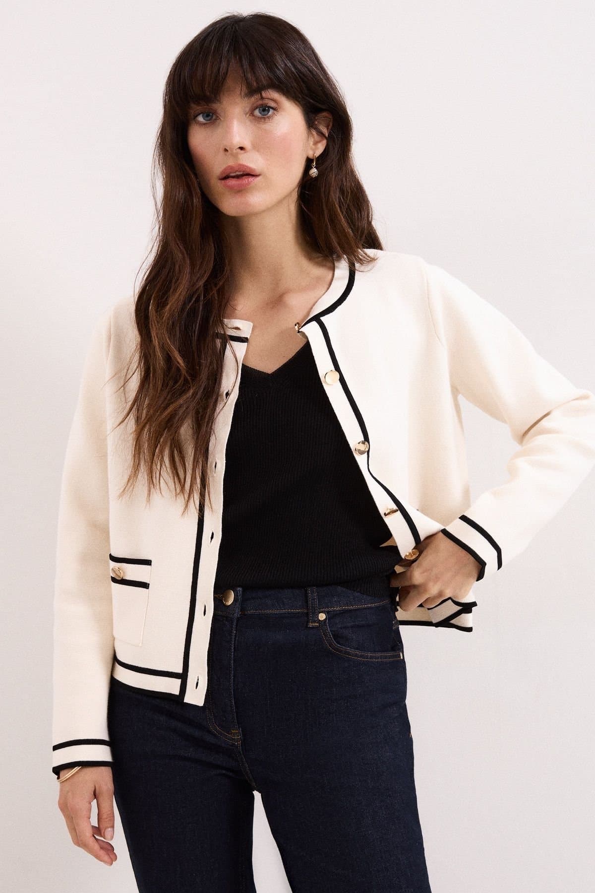 Phase Eight Phase Eight Women's Lola Button-Front Knit Cardigan in Off-White