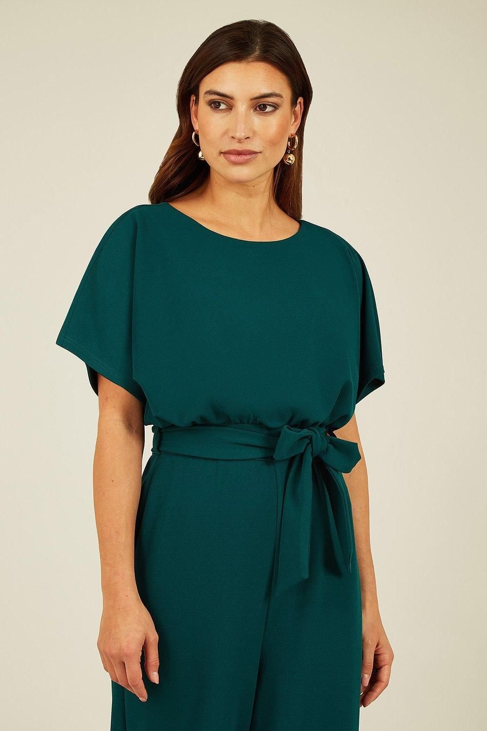 Mela Mela Women's Black Batwing Stretch Jumpsuit in Green - 2