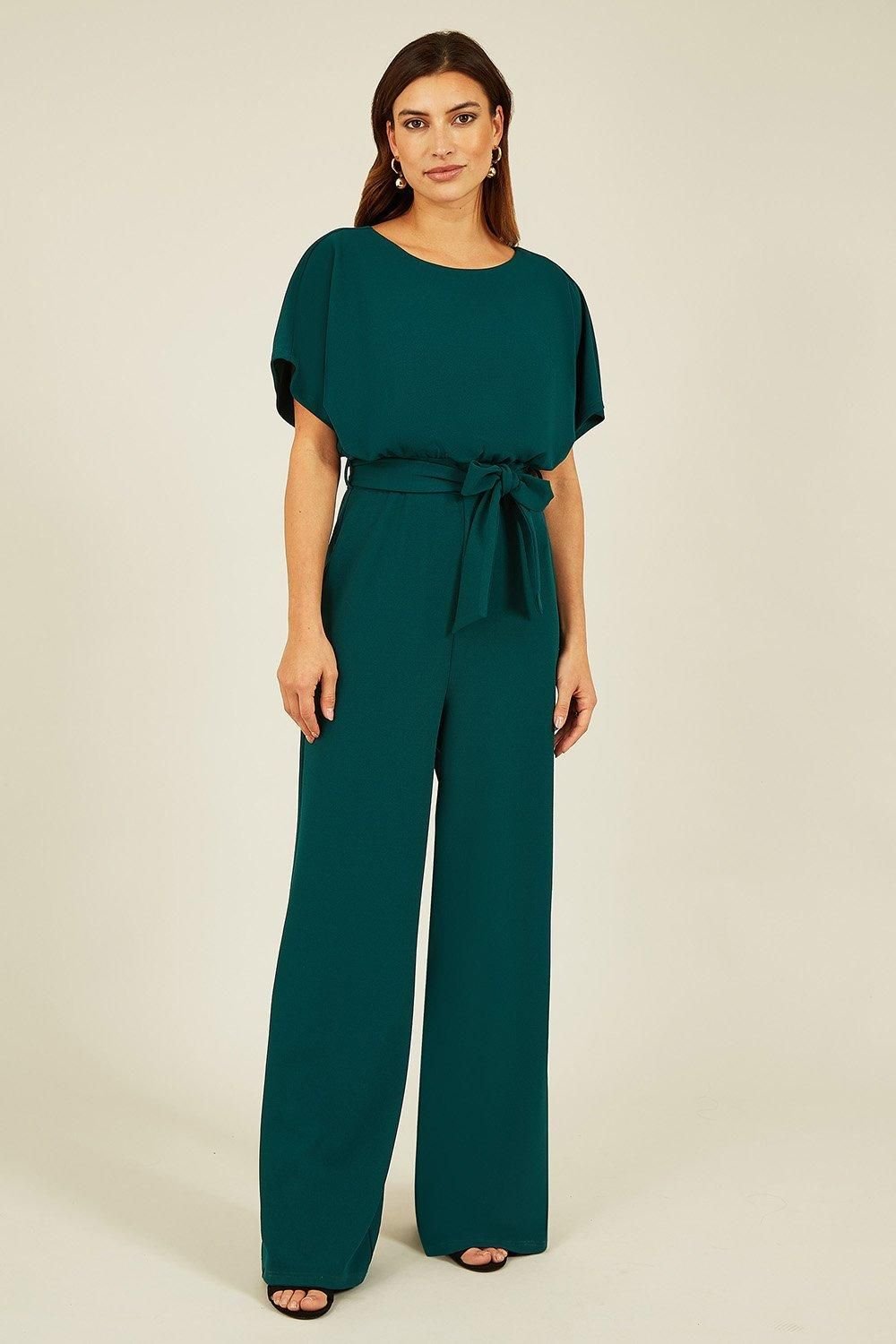 Mela Mela Women's Black Batwing Stretch Jumpsuit in Green - 3