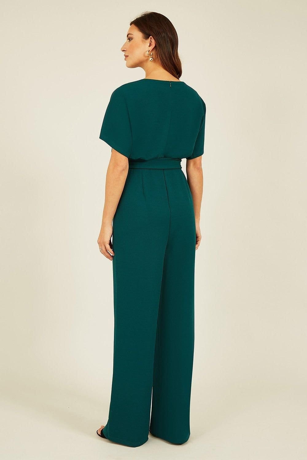 Mela Mela Women's Black Batwing Stretch Jumpsuit in Green - 4