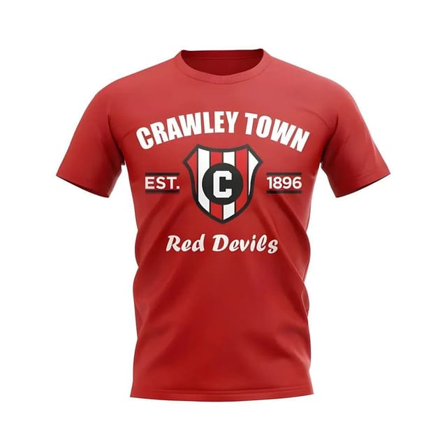 Crawley Town Crawley Town Men's Personalised Established Football T-Shirt in Red - 2