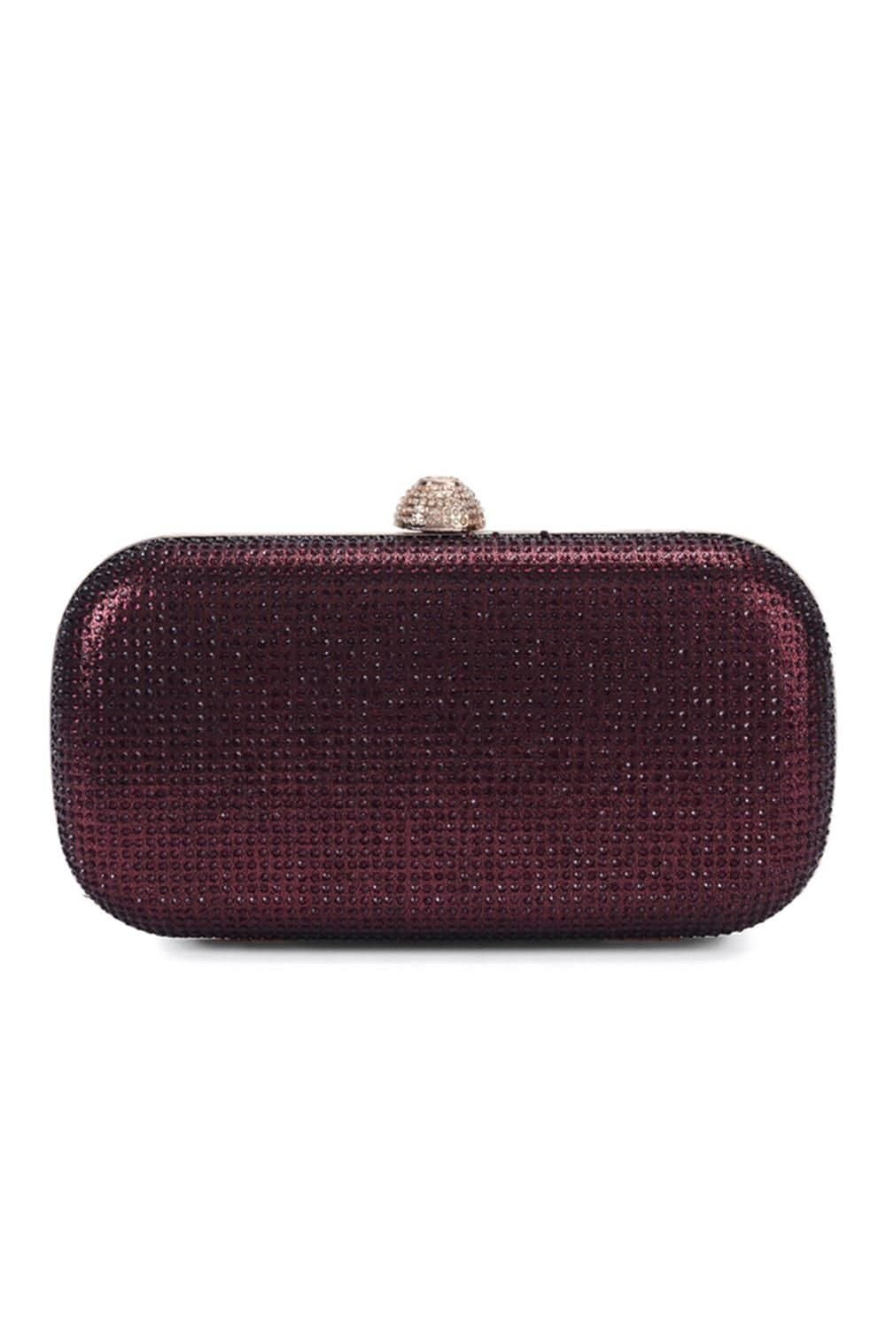 Carvela Carvela Dark Red Crystal Embellished Clutch Bag