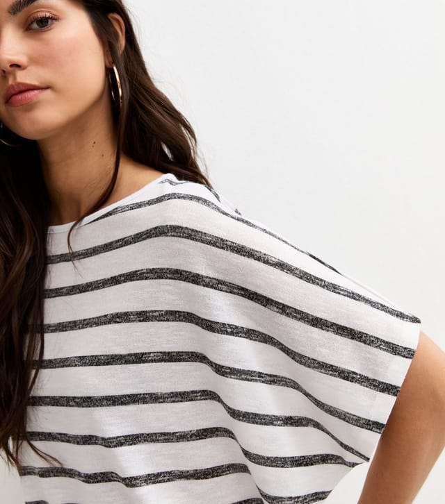 New Look Women's White Soft Touch Stripe Print Batwing Top New Look - 3