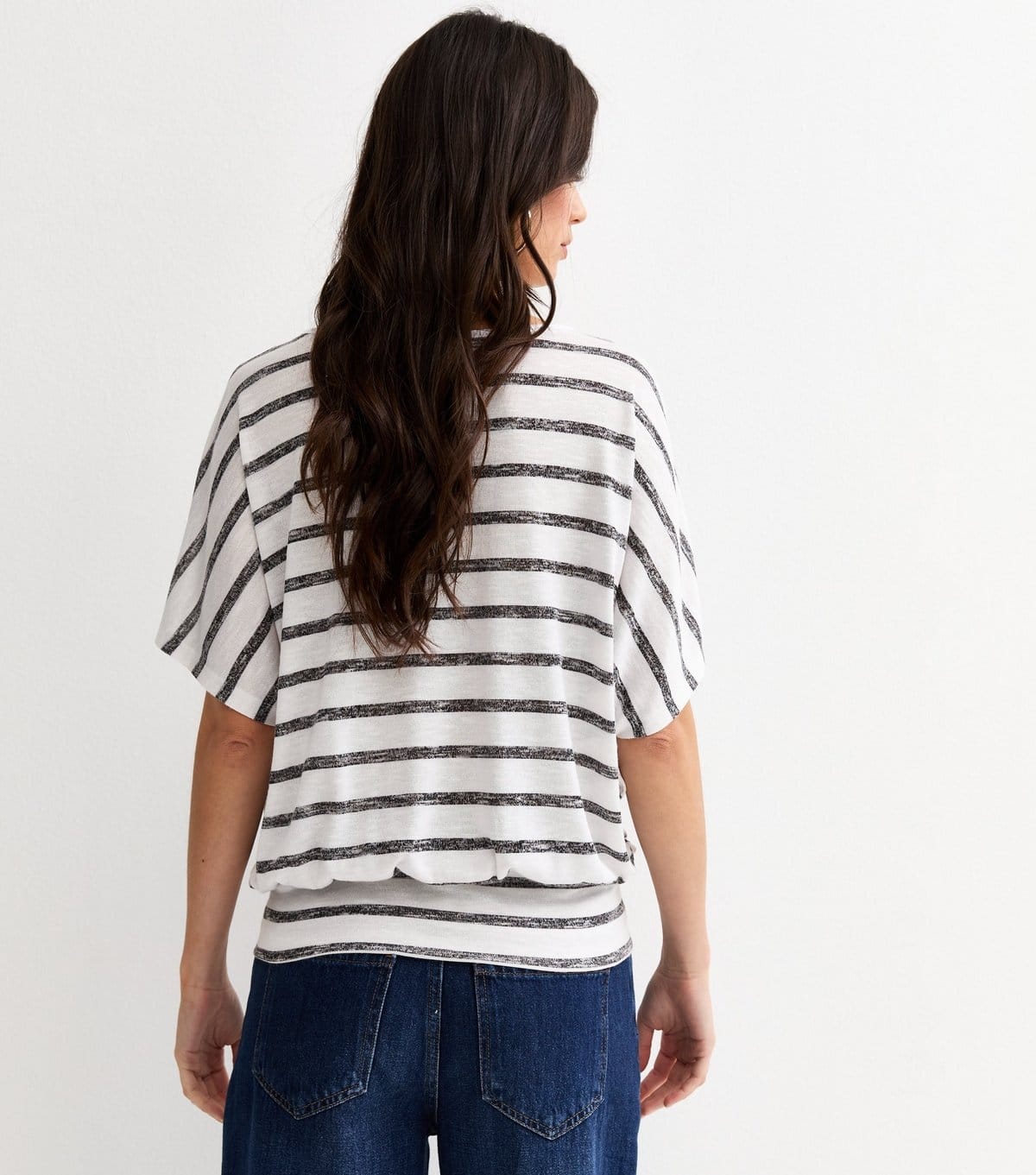 New Look Women's White Soft Touch Stripe Print Batwing Top New Look - 4