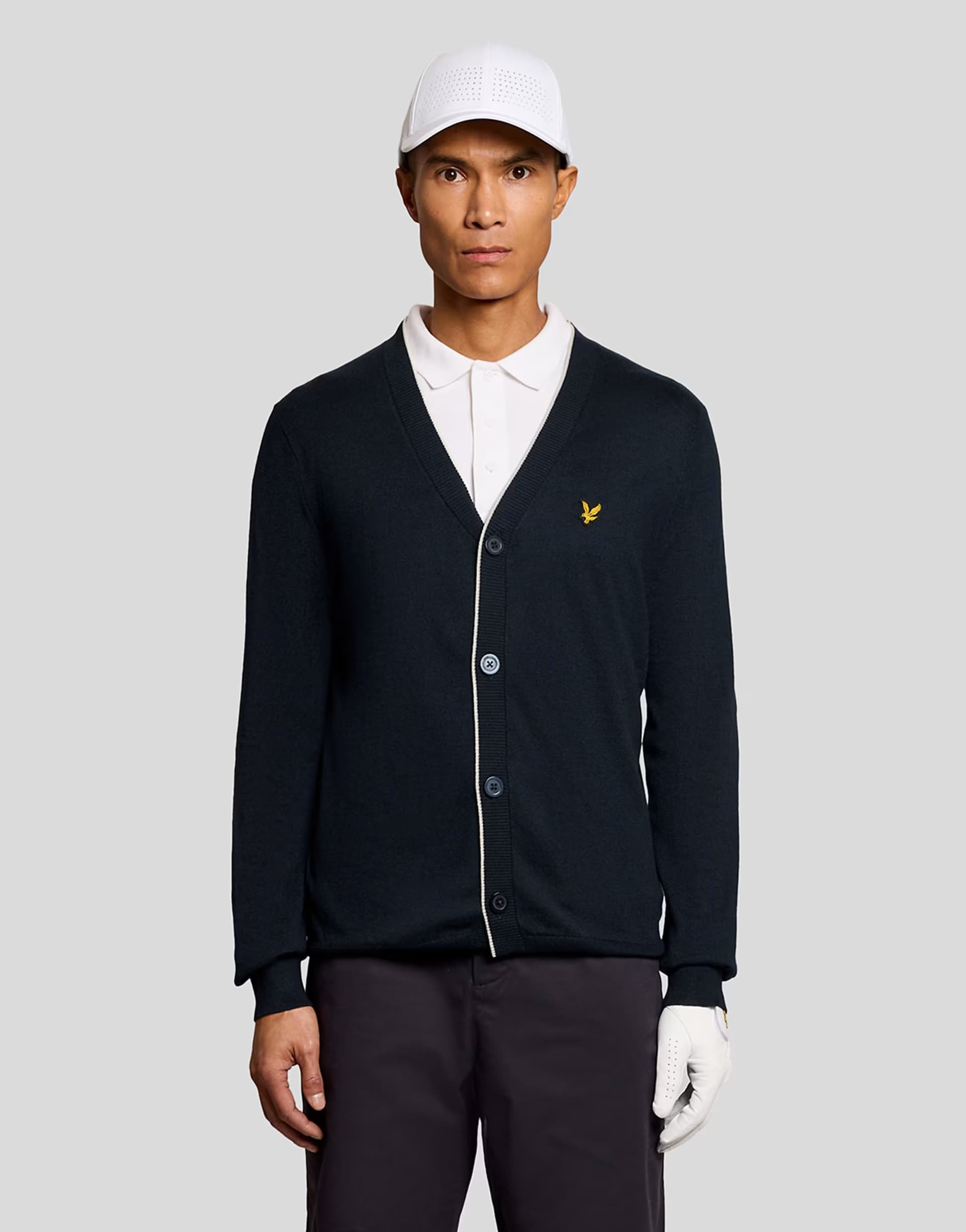 ASOS Lyle & Scott Mid knits golf light weight cardigan in z271 dark navy