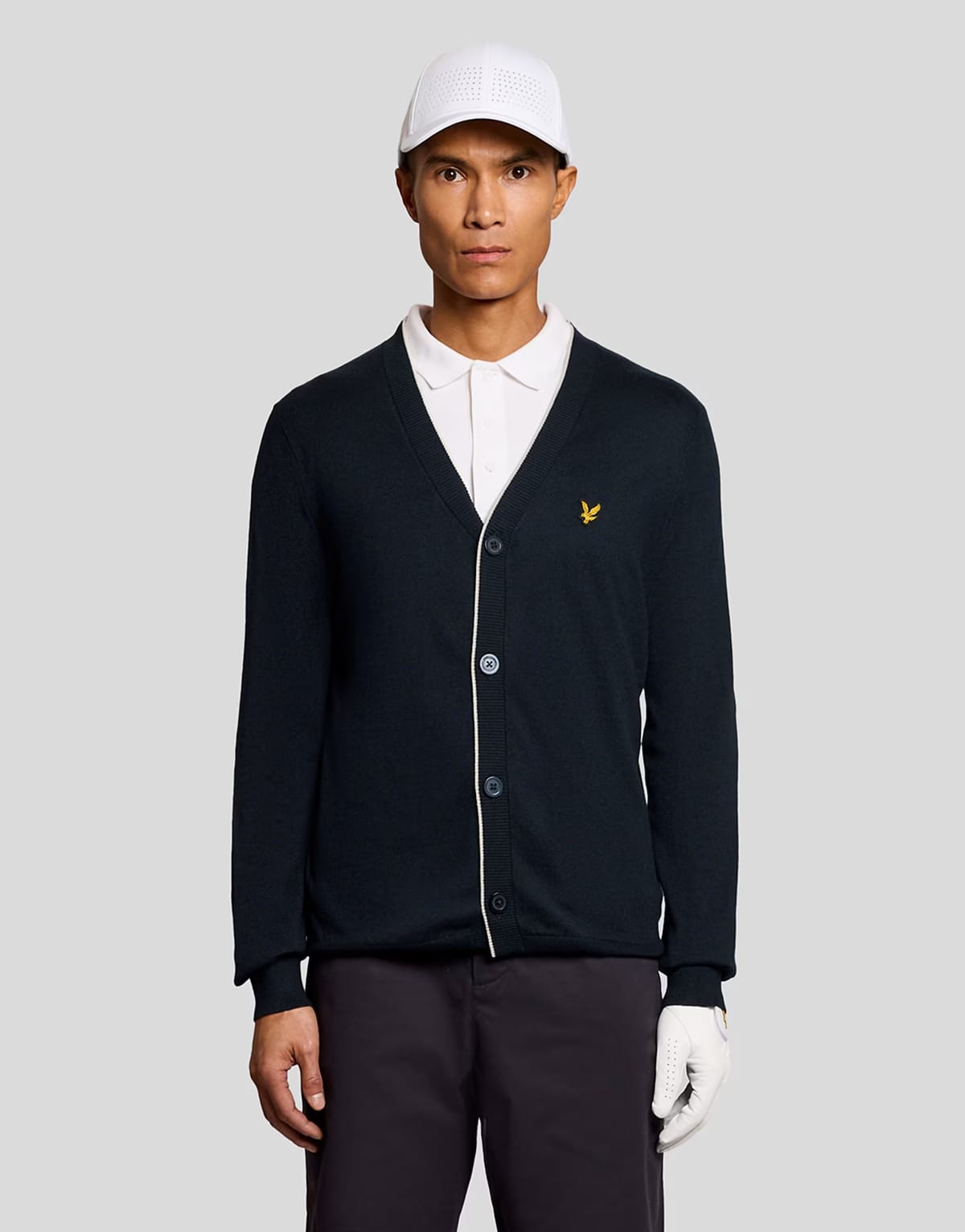 ASOS Lyle & Scott Mid knits golf light weight cardigan in z271 dark navy - 1