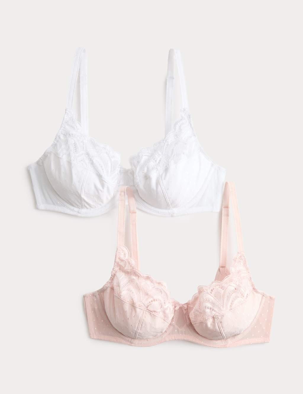 M&S 2 Pack Amelia Lace Wired Full Cup Bra (A-E) Light Pink Mix