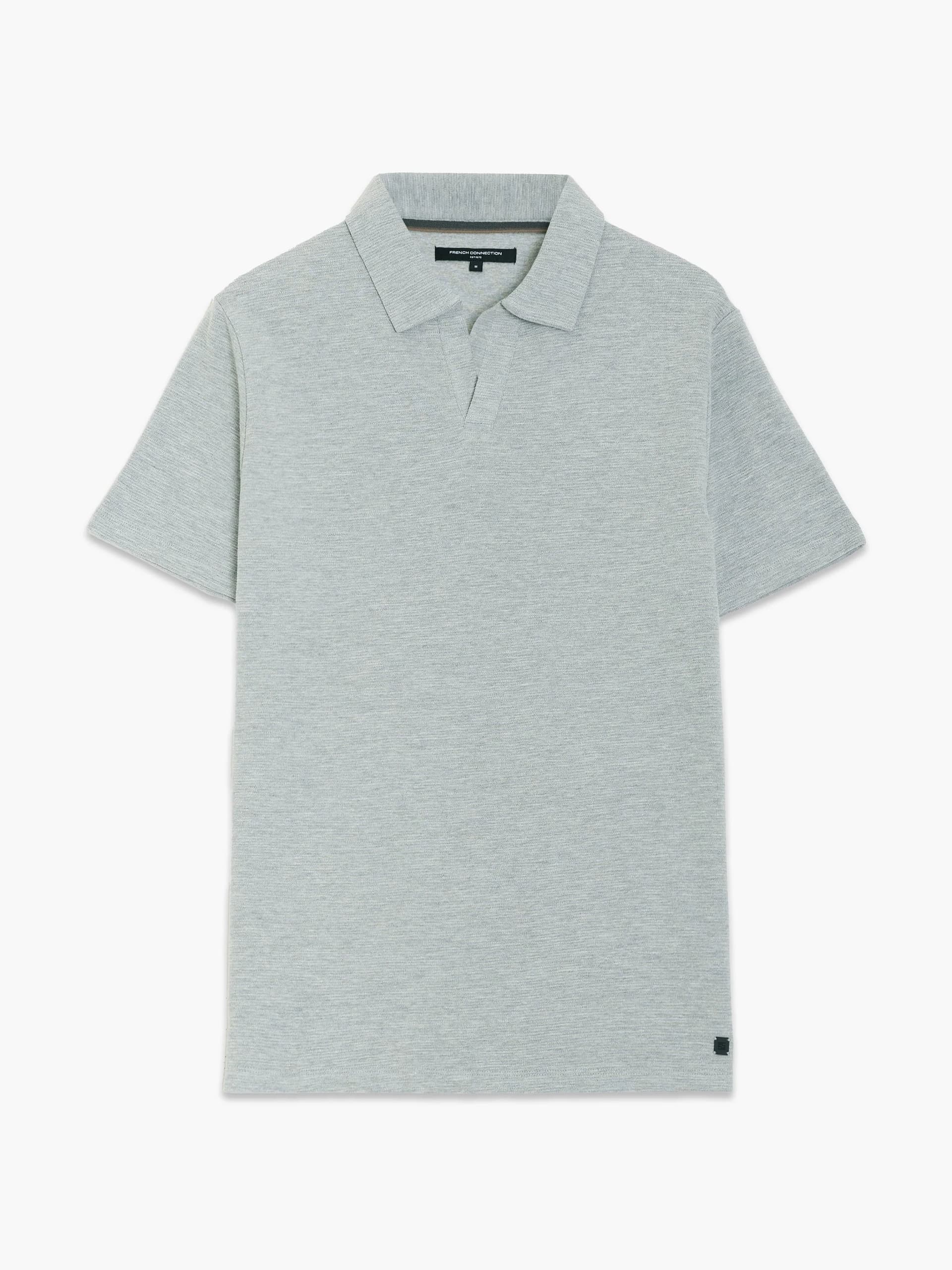 French Connection Short Sleeve Ottoman Collar Light Grey T-Shirt Light Grey Mel