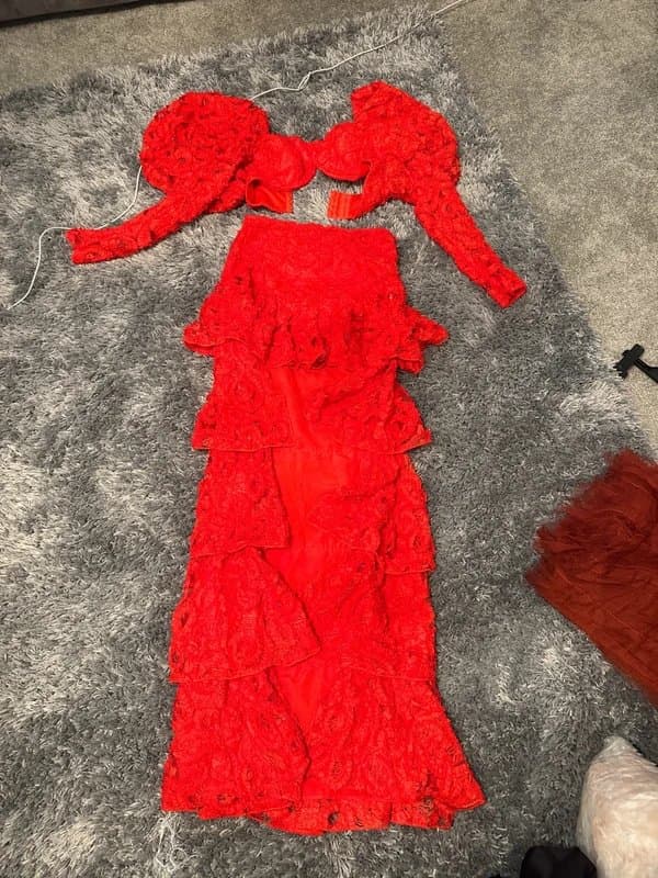ASOS ASOS Luxe Red Lace Occassion Co Ord Set Going Out