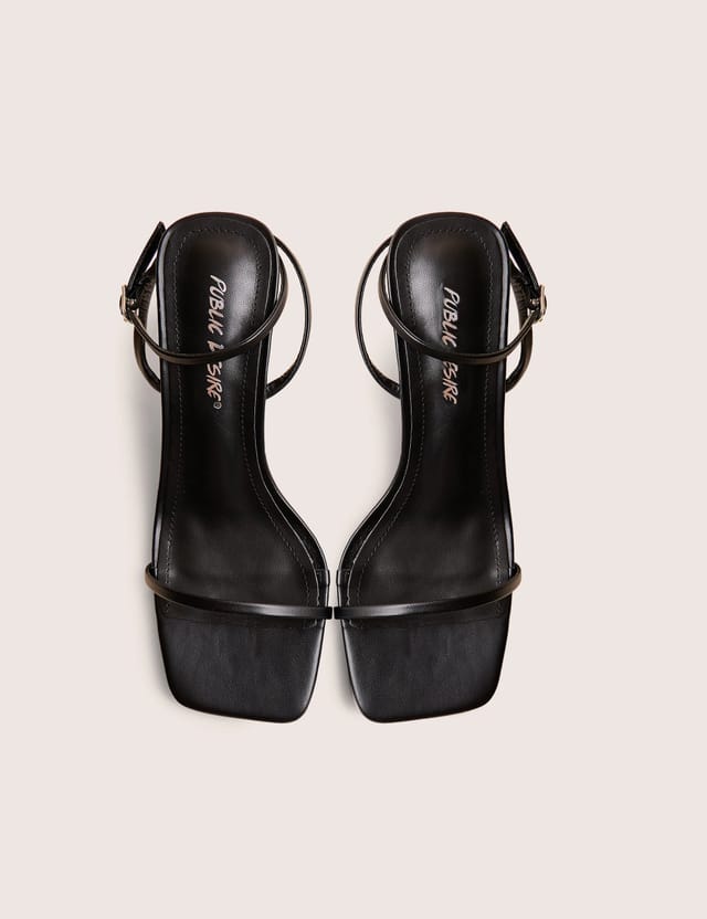 Public Desire Natalya Black Barely There Mid Heels - 2