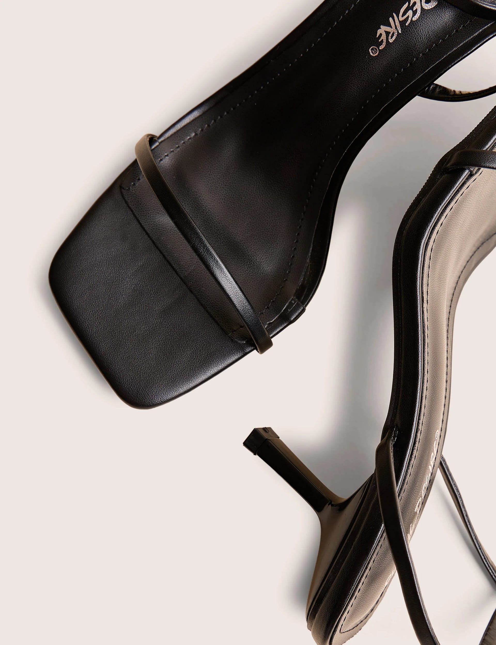 Public Desire Natalya Black Barely There Mid Heels - 4