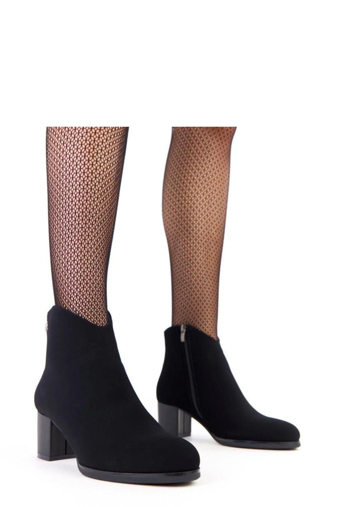 Love Lace Love Lace Women's Matte Ankle Boots with Zircon Detail & Column Heel in Black